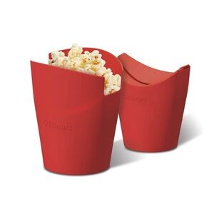 Cuisinart Single Serve Red Silicone Microwave Popcorn Makers 2pc Set NWT